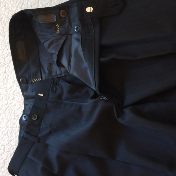 Hart Schaffner Marx Gold Trumpeter Black + Blue Pinstripe Suit  41R - Picture 11 of 13